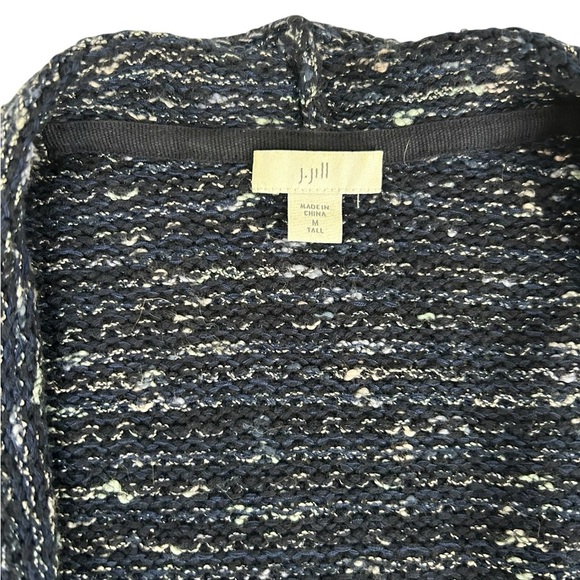 J. Jill Blue Marled Melange Long Knit Open Front Cardigan Sweater Sz M Tall - Picture 8 of 14